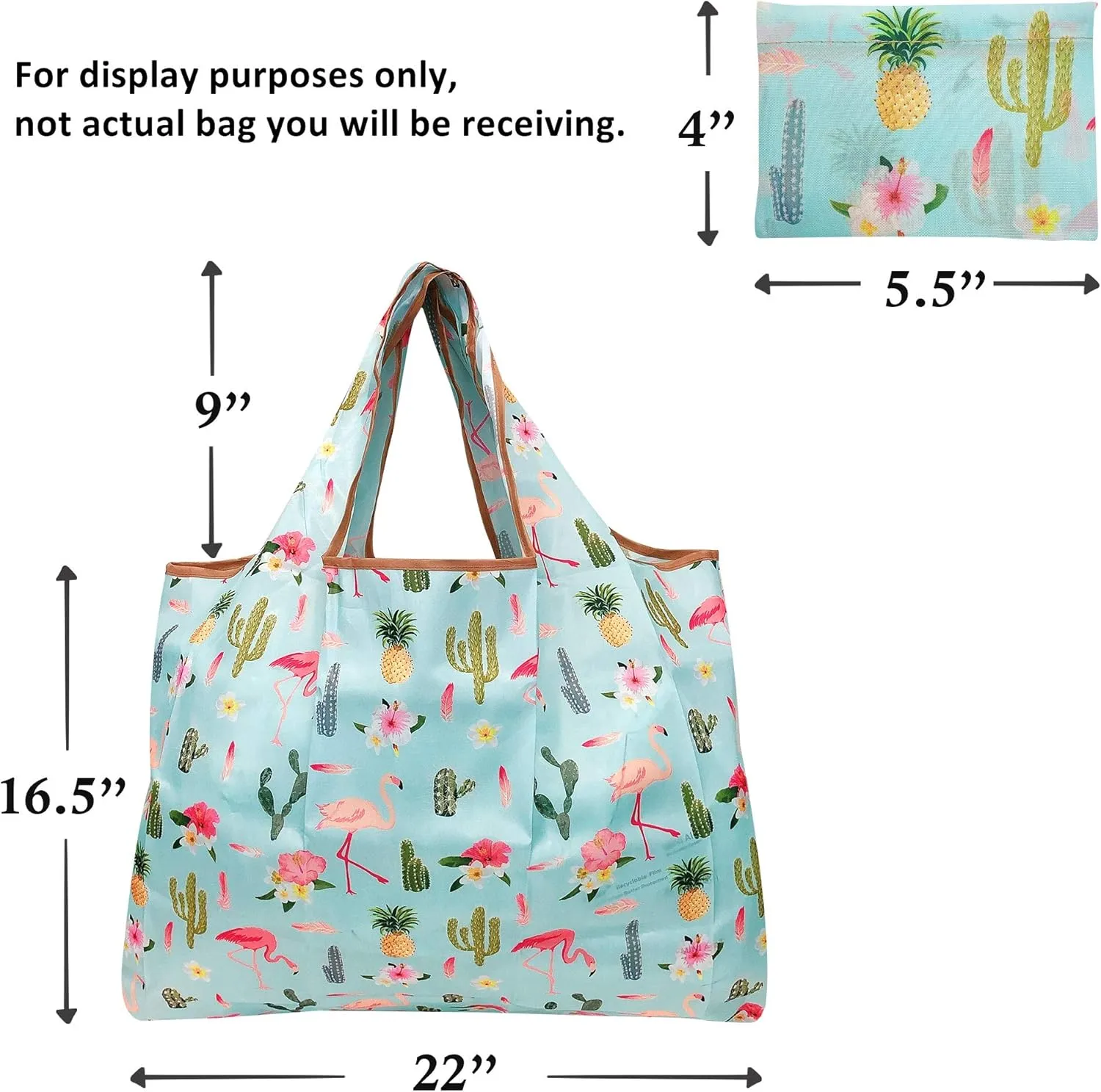allydrew Large Foldable Tote Nylon Reusable Grocery Bags, 6 Pack