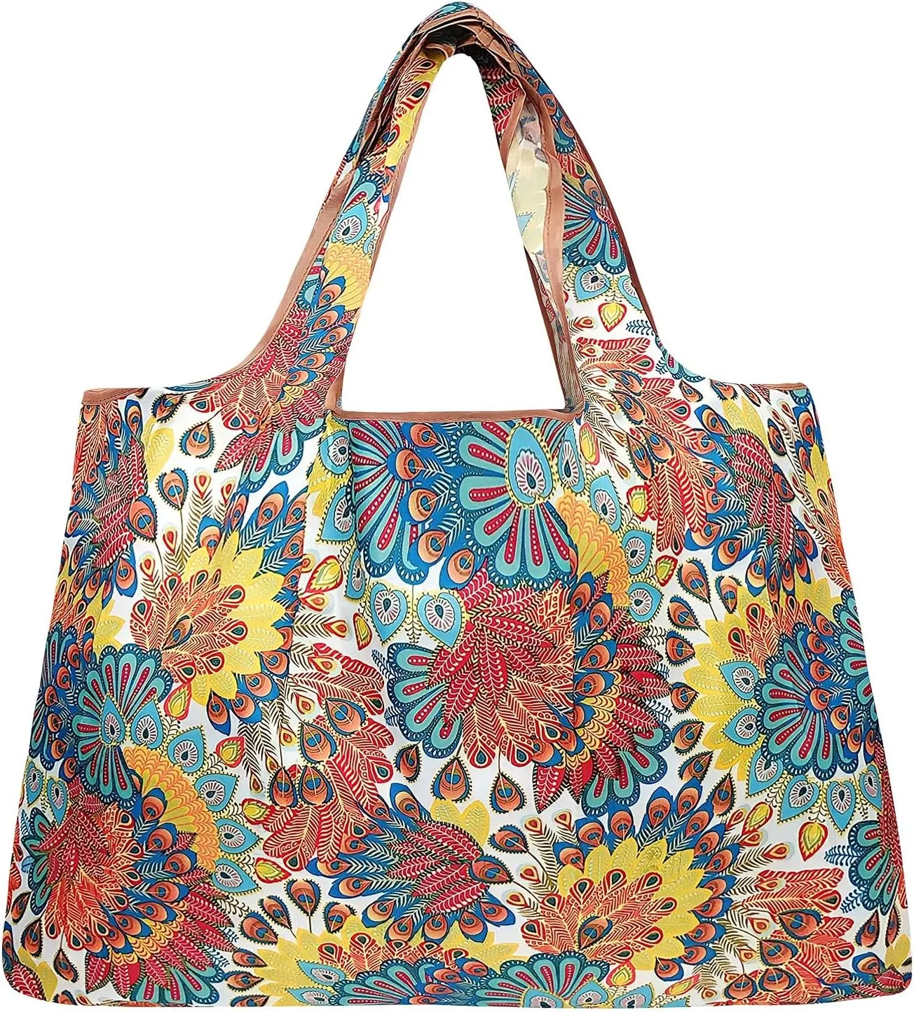 allydrew Large Foldable Tote Nylon Reusable Grocery Bags, 6 Pack