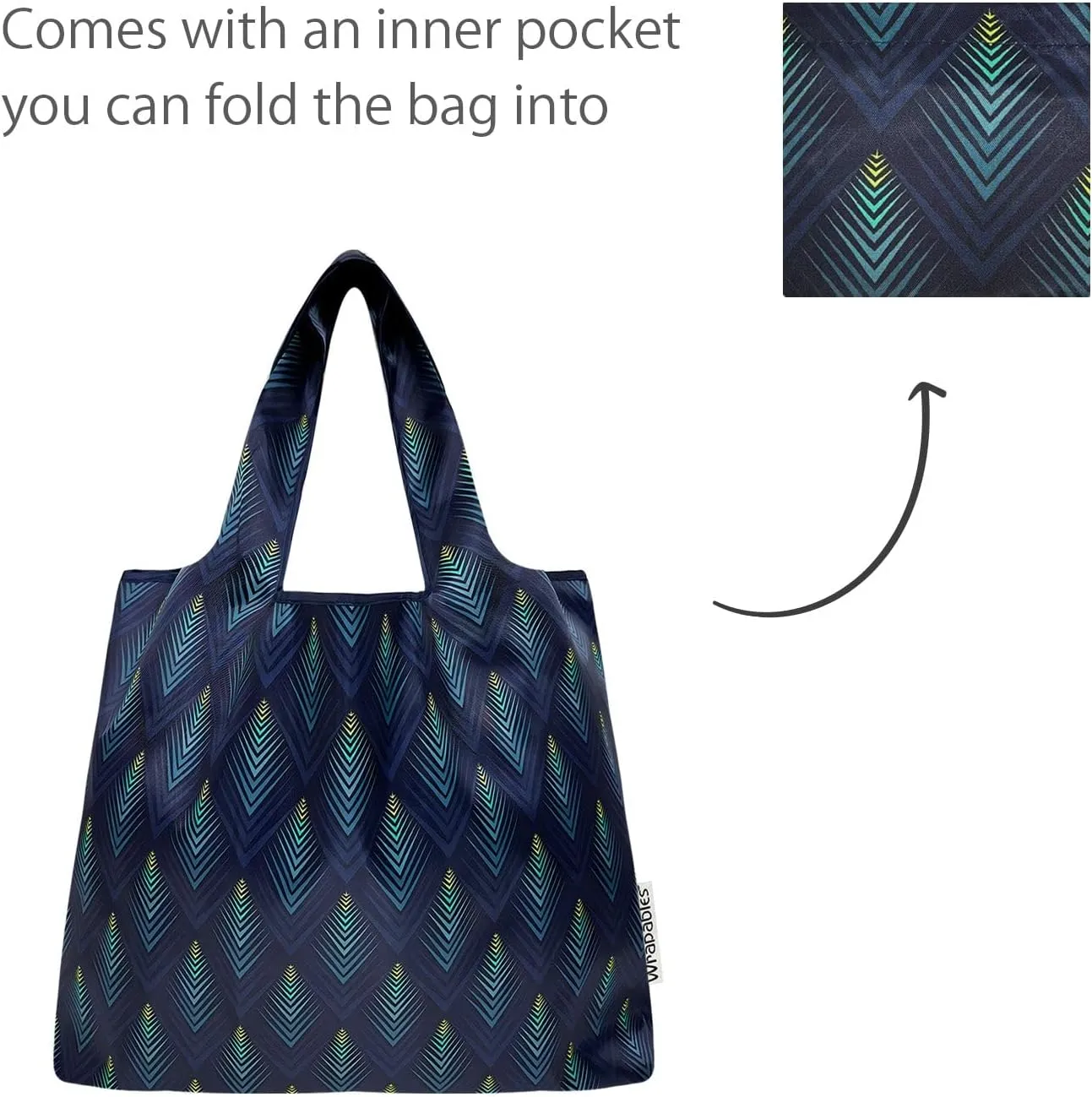 allydrew Medium Foldable Tote Nylon Reusable Grocery Bag (Set of 2)