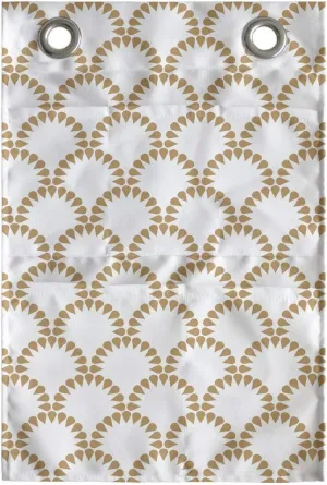 Ambesonne Abstract Hanging Pocket Organizer, Demonstration of Japanese Style Half Circles Formed of Drops Round Elements, Printed Polyester Storage Bag with Pockets, 14" x 20", Camel and White