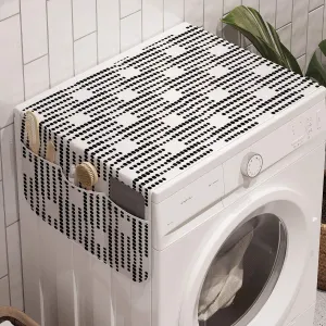 Ambesonne Abstract Washing Machine Organizer, Simplistic Contemporary Art Style Pattern with Monochromatic Boho Dots, Anti-slip Fabric Cover for Washers and Dryers, 47" x 18.5", Charcoal Grey White