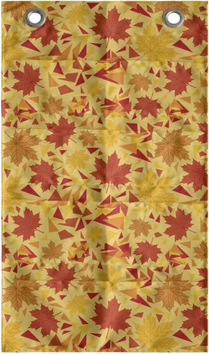 Ambesonne Autumn Hanging Pocket Organizer, Warm Seasonal Tones Maple Leaves Illustration with Fragments Print Design, Printed Polyester Storage Bag with Pockets, 21" x 31", Vermilion and Mustard