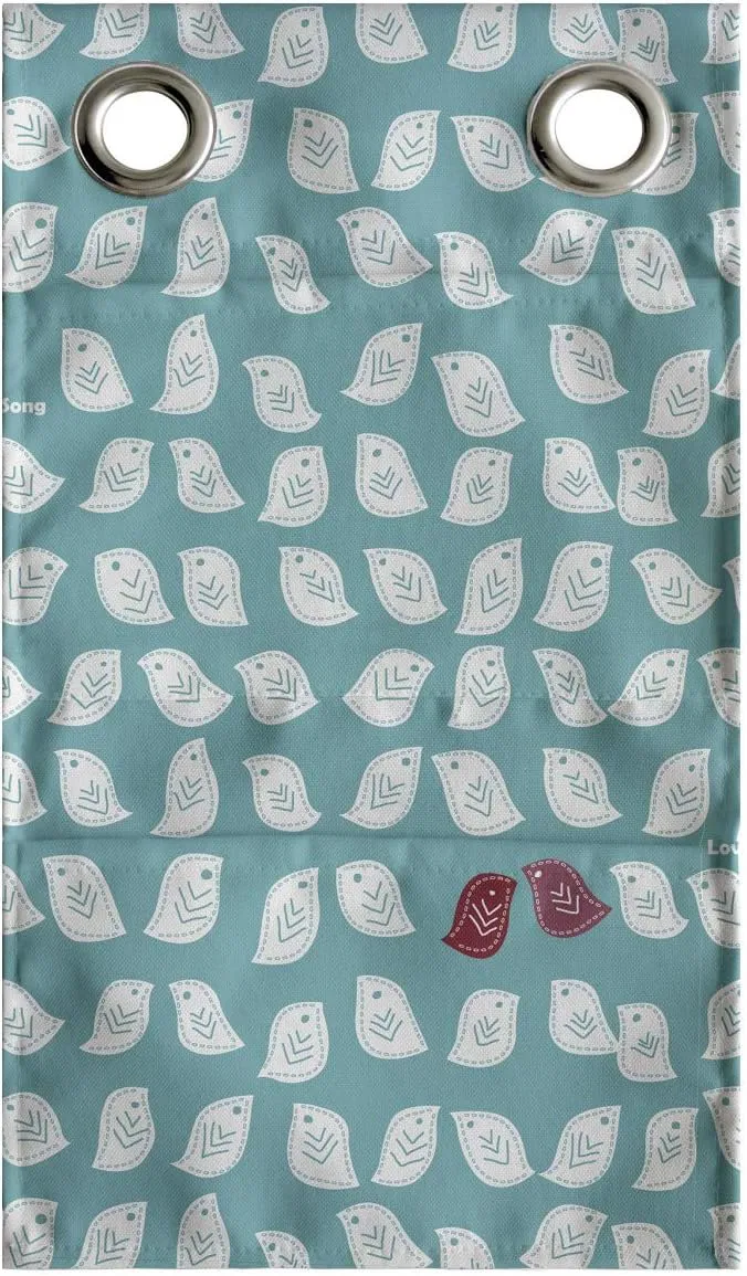 Ambesonne Birds Hanging Pocket Organizer, Snippet Style Connivent Pieces of Sparrows Birds with Marginal Couple, Printed Polyester Storage Bag with Pockets, 9" x 16", Burgundy Seafoam