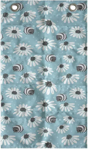 Ambesonne Floral Hanging Pocket Organizer, Repeating Flowers Bees Nature Interpretation in Pastel Colors Pattern, Printed Polyester Storage Bag with Pockets, 21" x 31", Pale Sky Blue and White