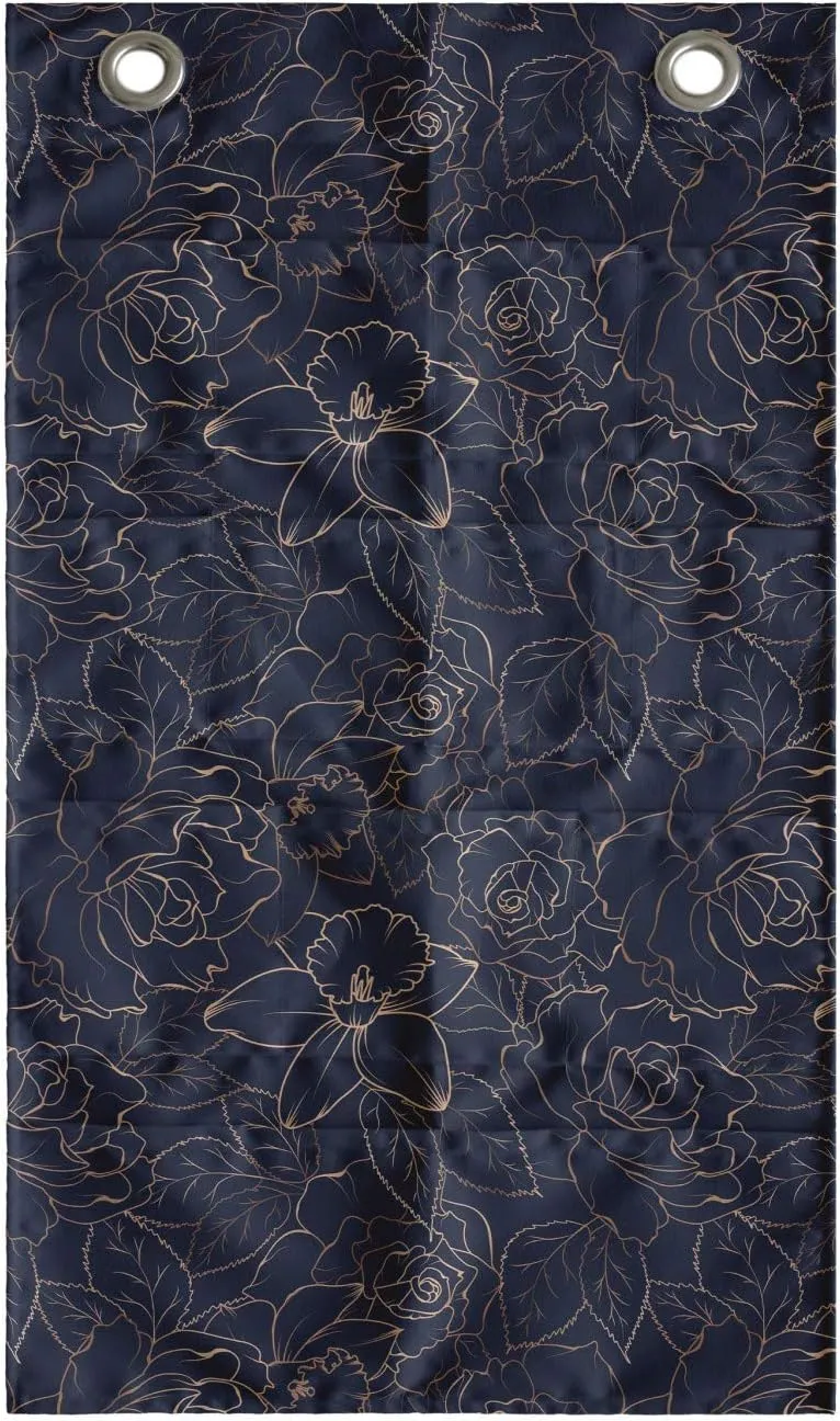 Ambesonne Navy Blue Hanging Pocket Organizer, Abstract Hand Drawn Interpretation of Narcissus Rose Daffodil Peony Flower, Printed Polyester Storage Bag with Pockets, 21" x 31", Indigo Sand Brown