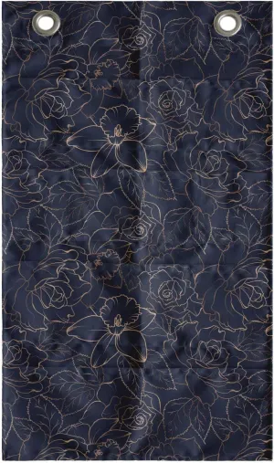 Ambesonne Navy Blue Hanging Pocket Organizer, Abstract Hand Drawn Interpretation of Narcissus Rose Daffodil Peony Flower, Printed Polyester Storage Bag with Pockets, 21" x 31", Indigo Sand Brown