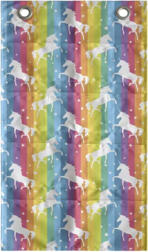 Ambesonne Unicorn Hanging Pocket Organizer, Magic Ideas Theme Colorful Stripes Composition with Horses of Imaginary World Print, Printed Polyester Storage Bag with Pockets, 21" x 31", Multicolor