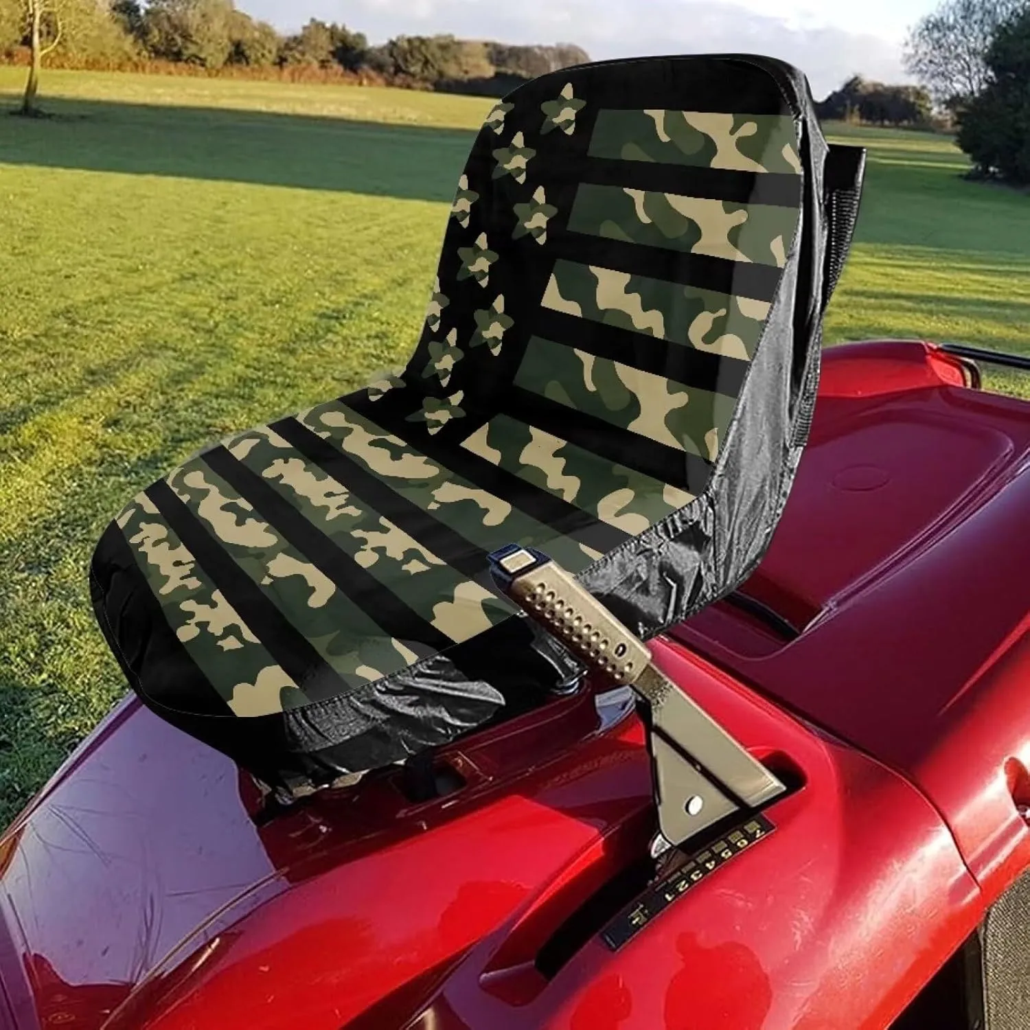 American Flag Camouflage Riding Lawn Mower Seat Cover Universal Compatible with for Most Harvester Excavator Tractor, Easy Install Clean Reliable, Medium