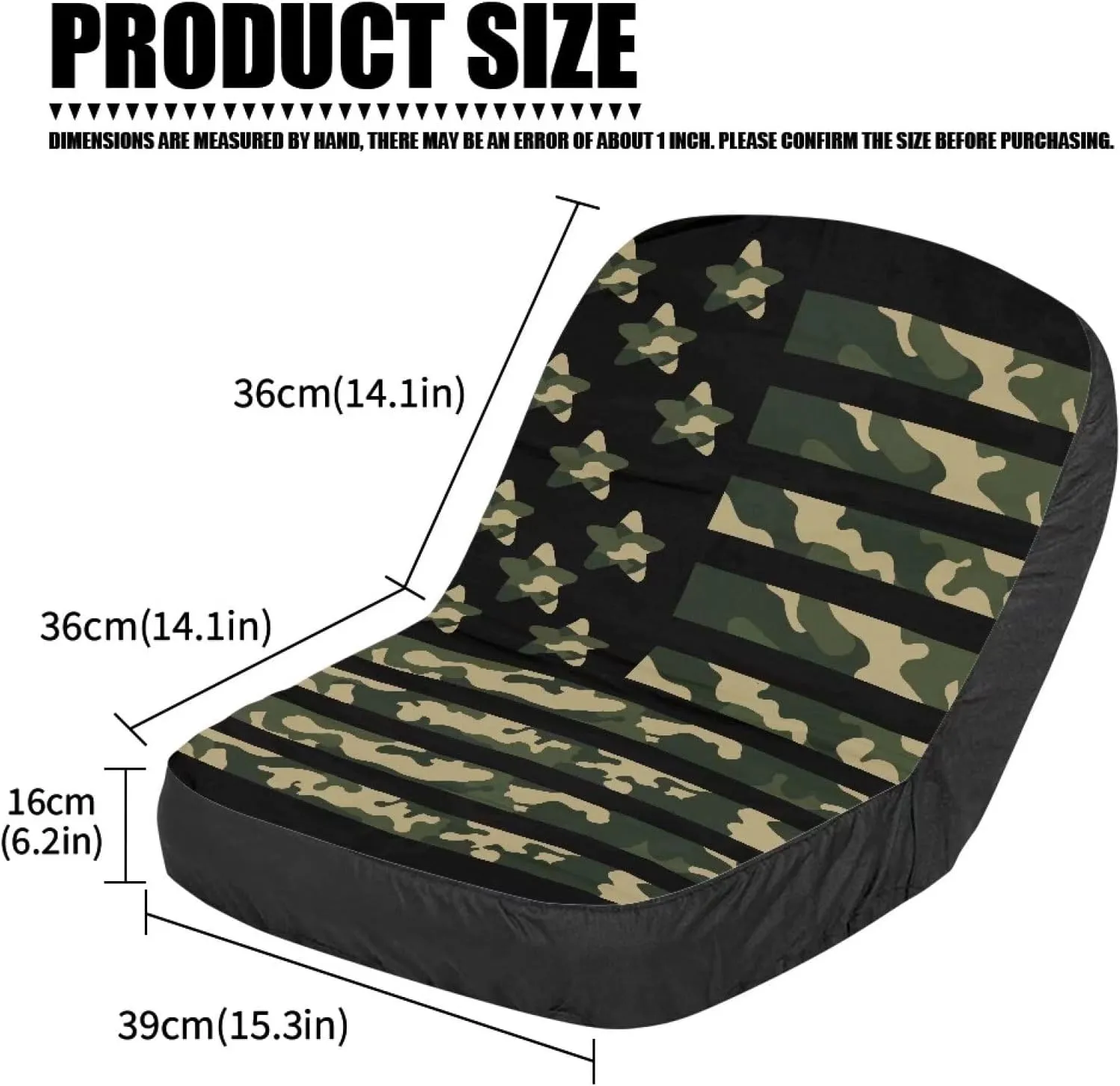 American Flag Camouflage Riding Lawn Mower Seat Cover Universal Compatible with for Most Harvester Excavator Tractor, Easy Install Clean Reliable, Medium