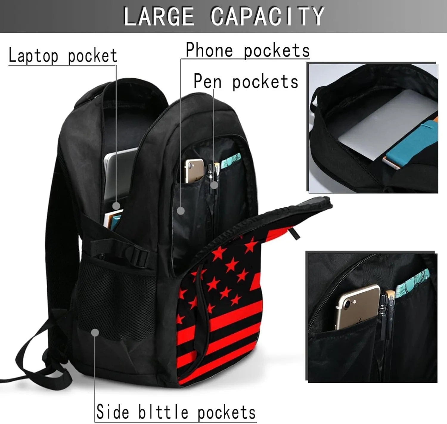 American Flag Camouflage Travel Laptop Backpack,18 Inch Carry on Backpack for Men Women with USB Port, Work Computer Backpack