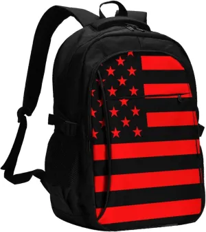 American Flag Camouflage Travel Laptop Backpack,18 Inch Carry on Backpack for Men Women with USB Port, Work Computer Backpack