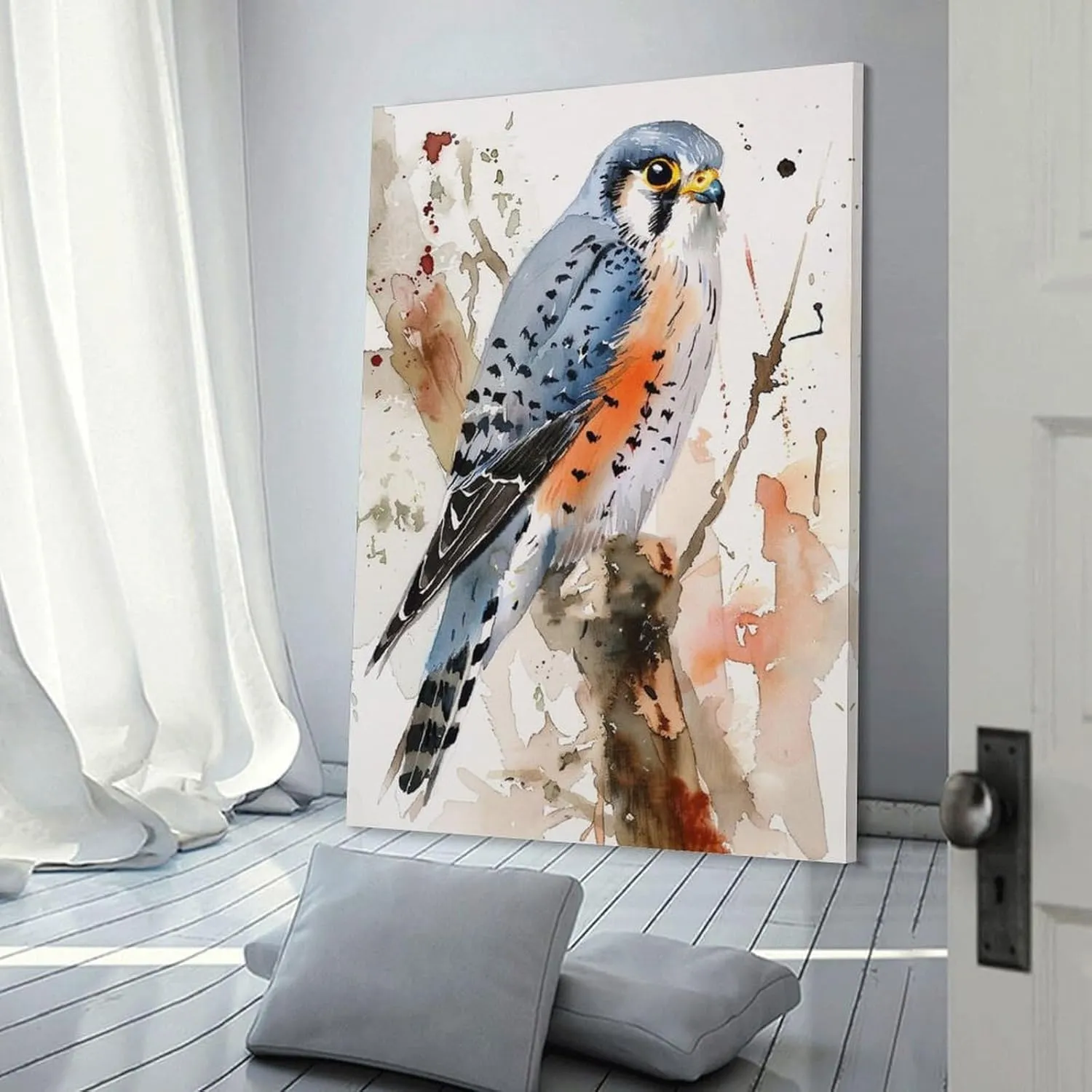 American Kestrel Bird Watercolor Birds Painting Animals Canvas Wall Art Posters for Room Aesthetic 08x12inch(20x30cm)