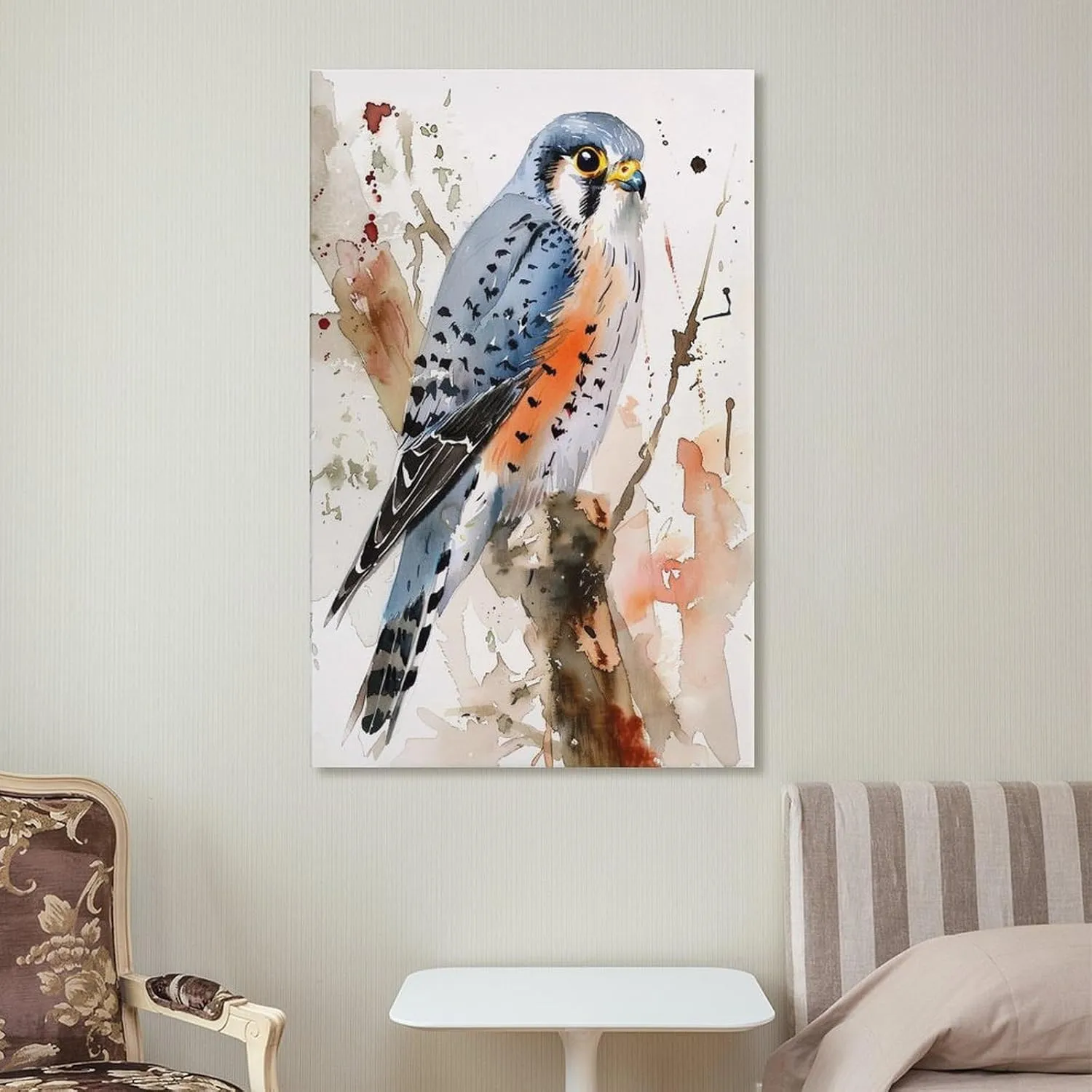 American Kestrel Bird Watercolor Birds Painting Animals Canvas Wall Art Posters for Room Aesthetic 08x12inch(20x30cm)