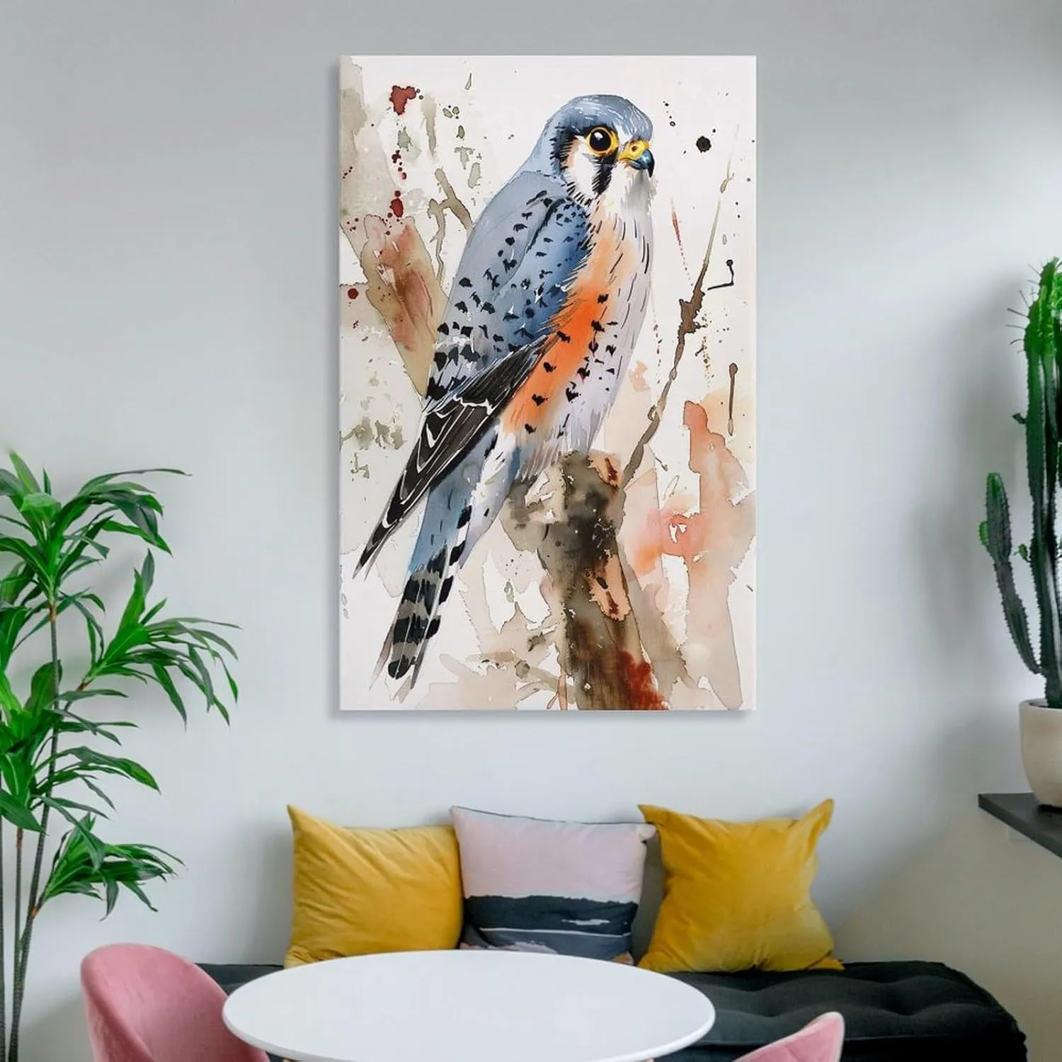 American Kestrel Bird Watercolor Birds Painting Animals Canvas Wall Art Posters for Room Aesthetic 08x12inch(20x30cm)