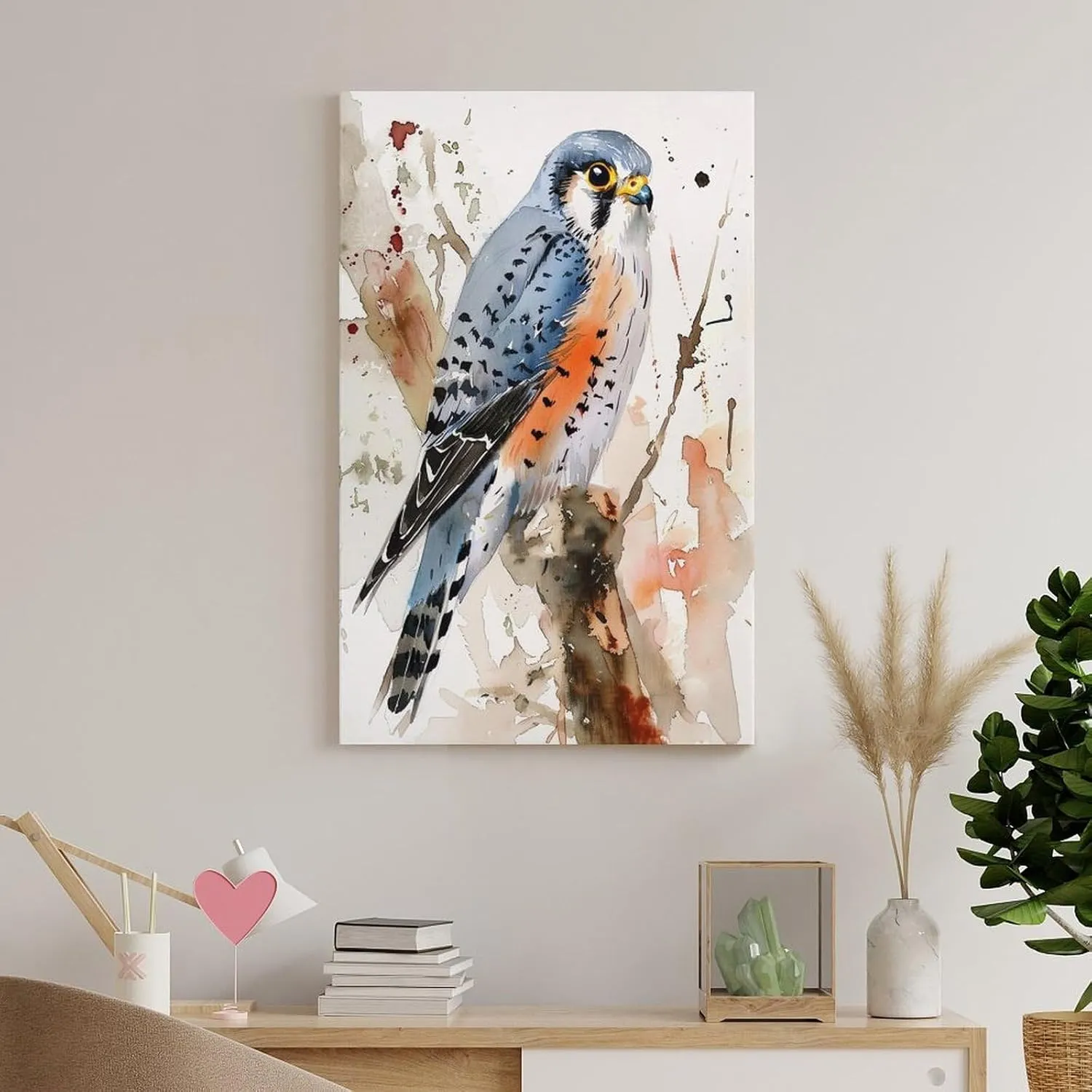 American Kestrel Bird Watercolor Birds Painting Animals Canvas Wall Art Posters for Room Aesthetic 08x12inch(20x30cm)
