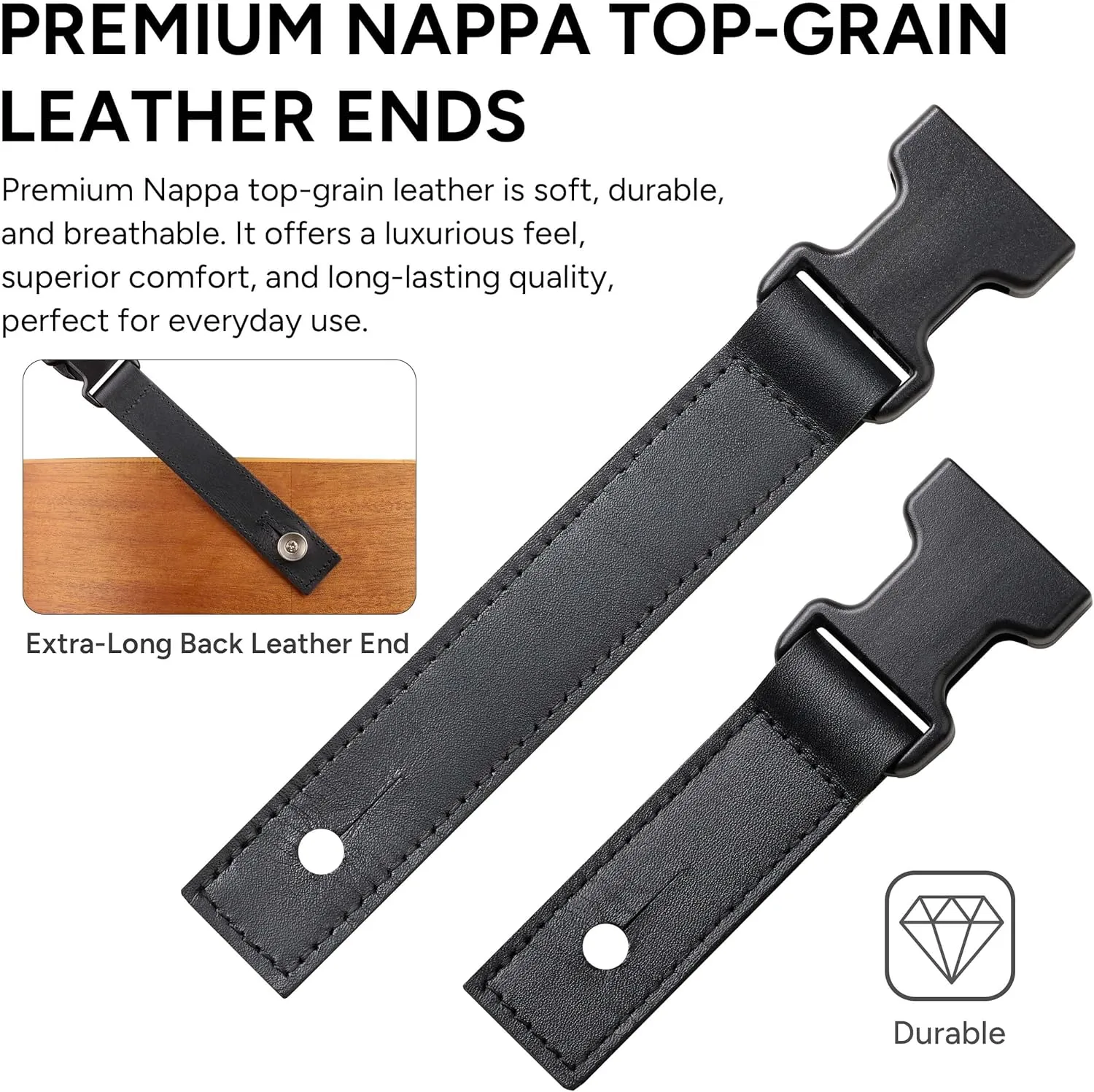Amumu SNAPLOCK Guitar Strap with Clip - Black Nylon for Acoustic, Electric & Bass Guitar - 2" Wide