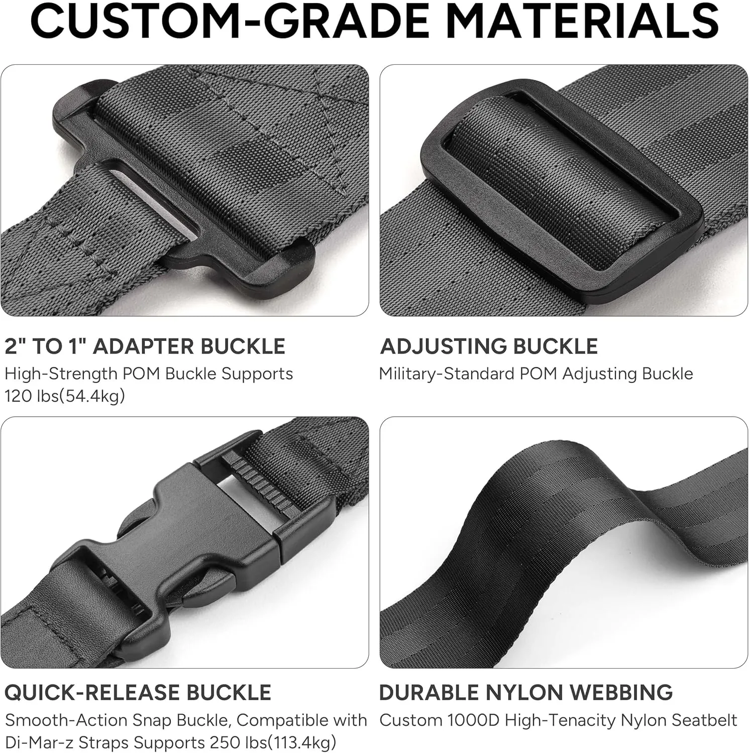 Amumu SNAPLOCK Guitar Strap with Clip - Black Nylon for Acoustic, Electric & Bass Guitar - 2" Wide