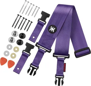 Amumu SNAPLOCK Pro Guitar Strap - Quick-Release Buckle, Screw Fasten Ends, Quick-Fetch Pick Holder, Adjustable 38"-57", Fits Bass, Electric Guitars, Gift for Guitarists, Purple