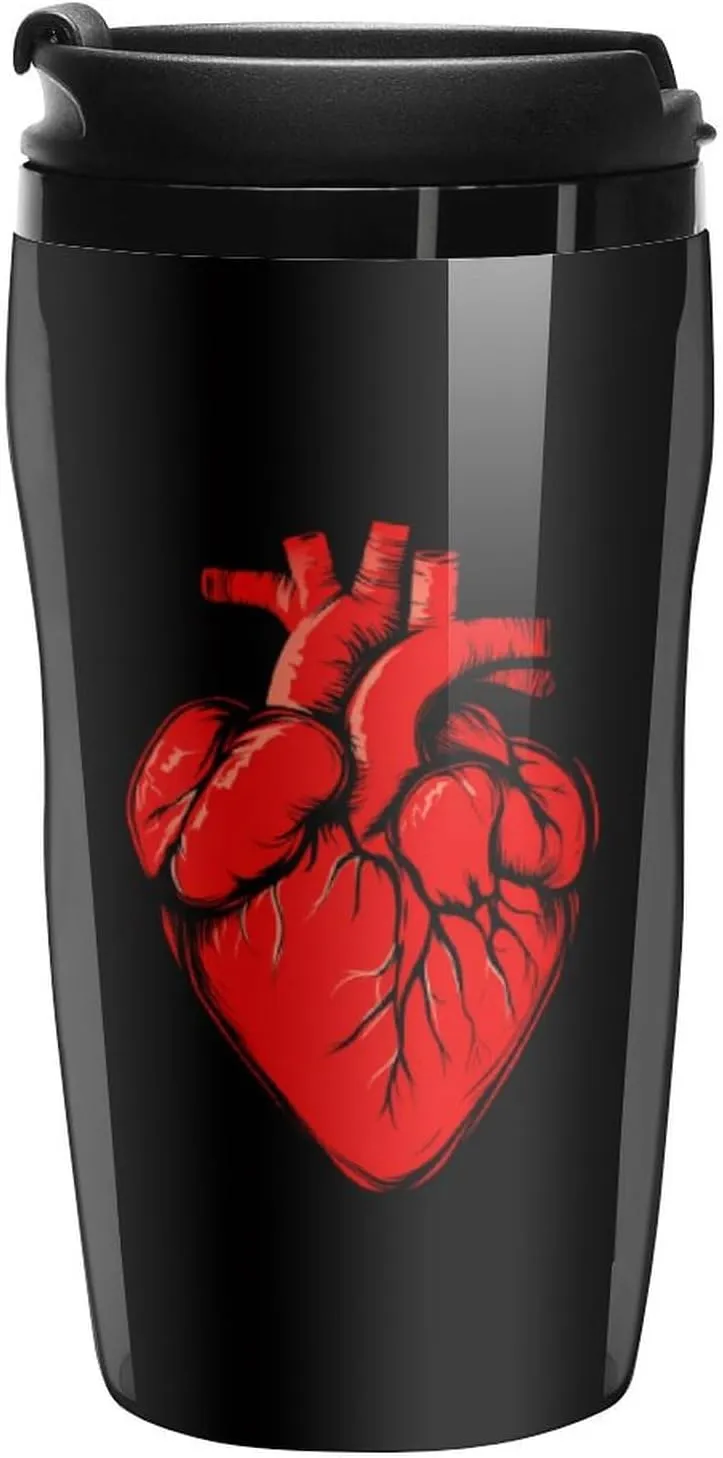 Anatomical Heart Spreading Coffee Mug with Lid Portable Tumbler Water Bottle for Travel Business 250ml
