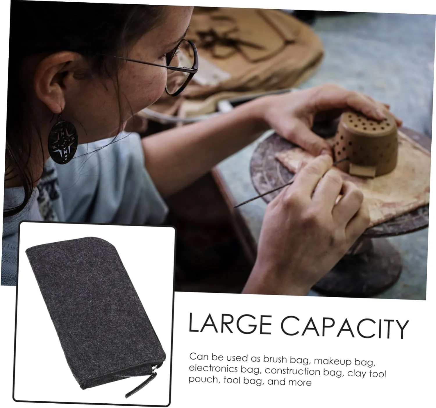 Angoily Durable Multi Function Tool Storage Pouch for Clay Tools Felt Canvas