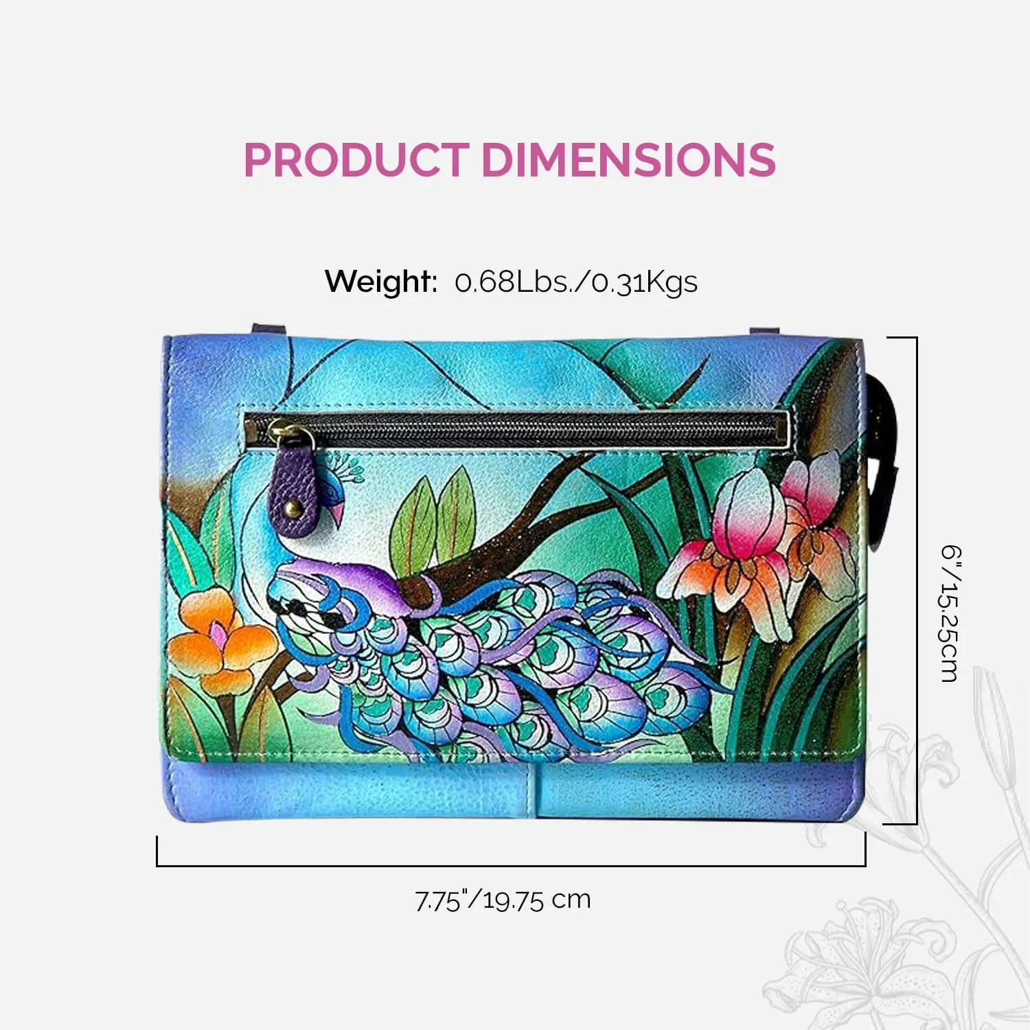 Anna by Anuschka Women’s Hand-Painted Genuine Leather Organizer Wallet On a String