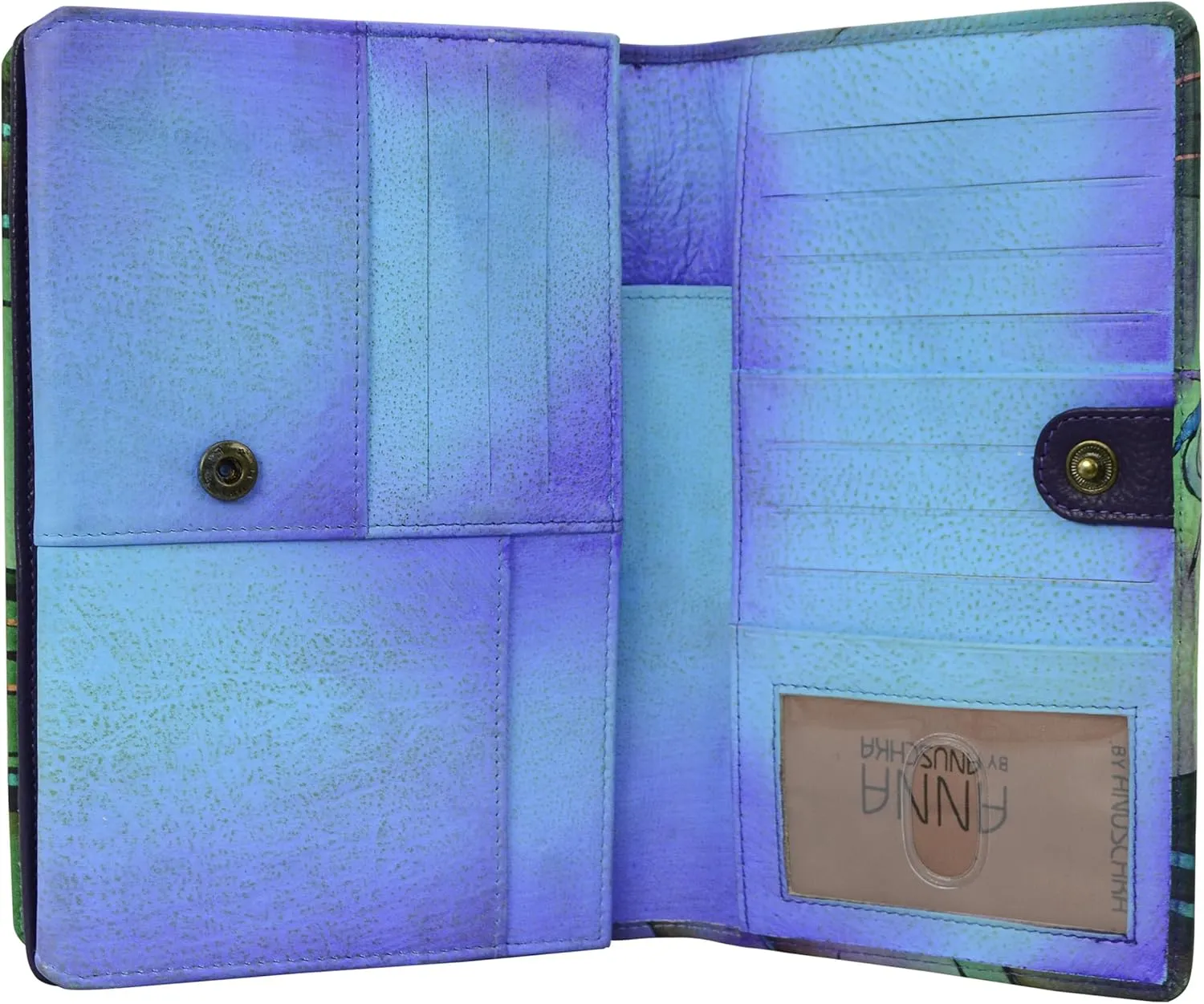 Anna by Anuschka Women’s Hand-Painted Genuine Leather Organizer Wallet On a String
