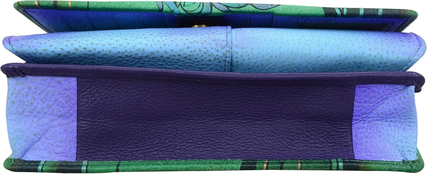 Anna by Anuschka Women’s Hand-Painted Genuine Leather Organizer Wallet On a String