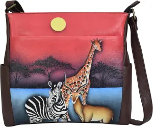 Anna by Anuschka Women's Hand-Painted Leather Crossbody with Side Pockets