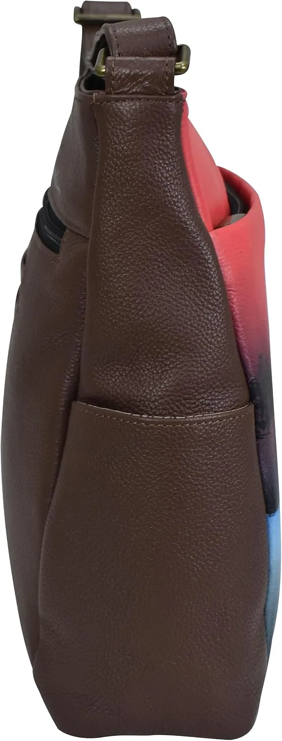 Anna by Anuschka Women's Hand-Painted Leather Crossbody with Side Pockets
