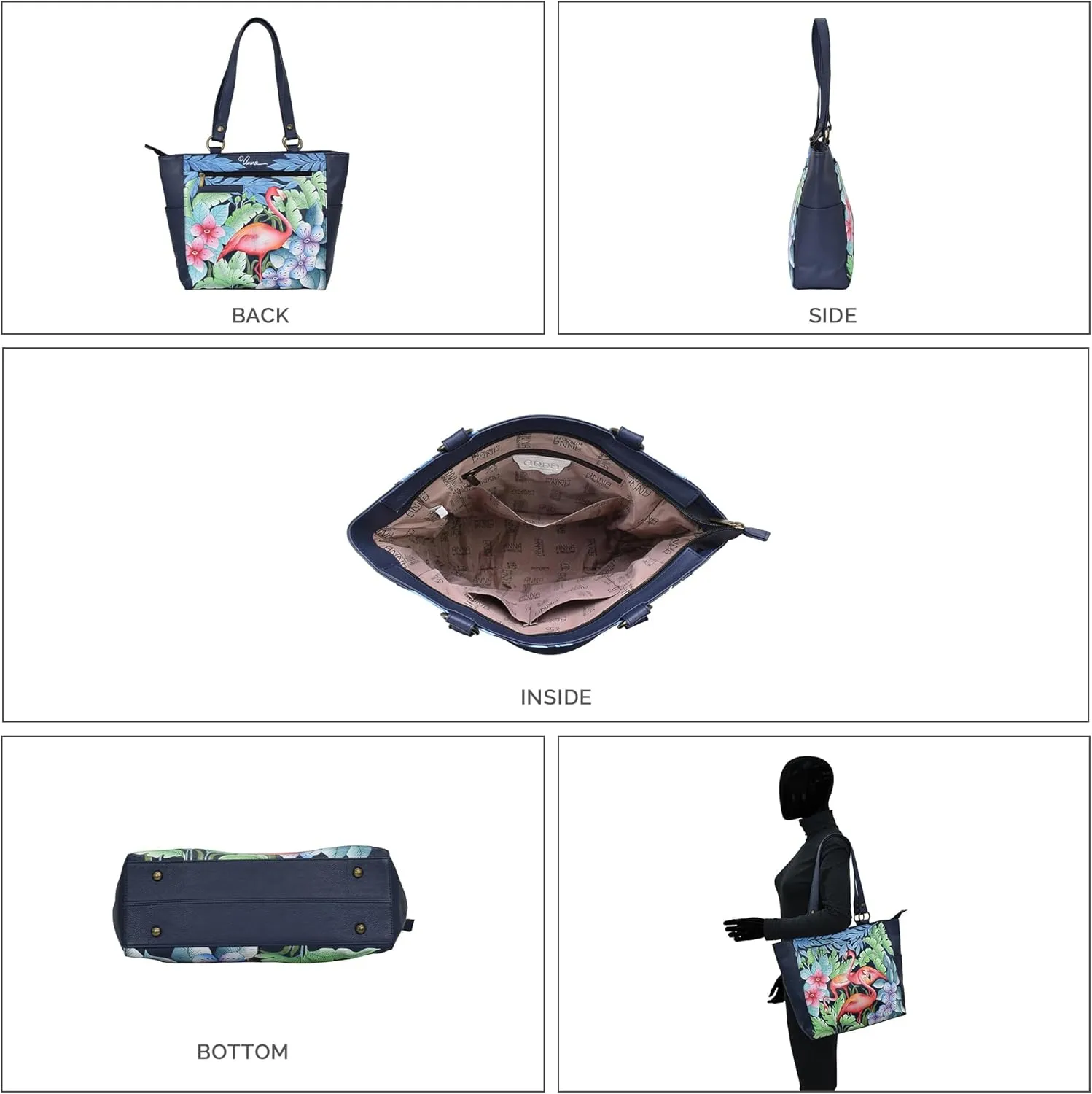 Anna by Anuschka Women's Original Genuine Leather Hand-Painted Large Shoulder Tote - Leather Handbag for Women
