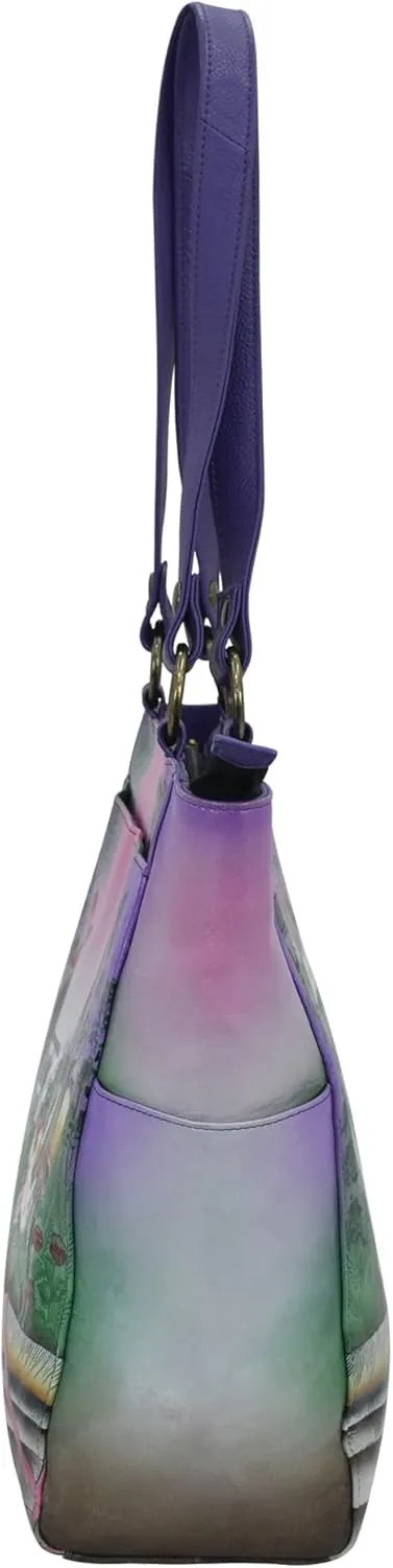 Anna by Anuschka Women's Original Genuine Leather Hand-Painted Large Shoulder Tote - Leather Handbag for Women