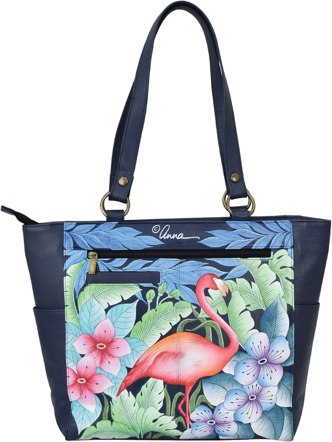 Anna by Anuschka Women's Original Genuine Leather Hand-Painted Large Shoulder Tote - Leather Handbag for Women