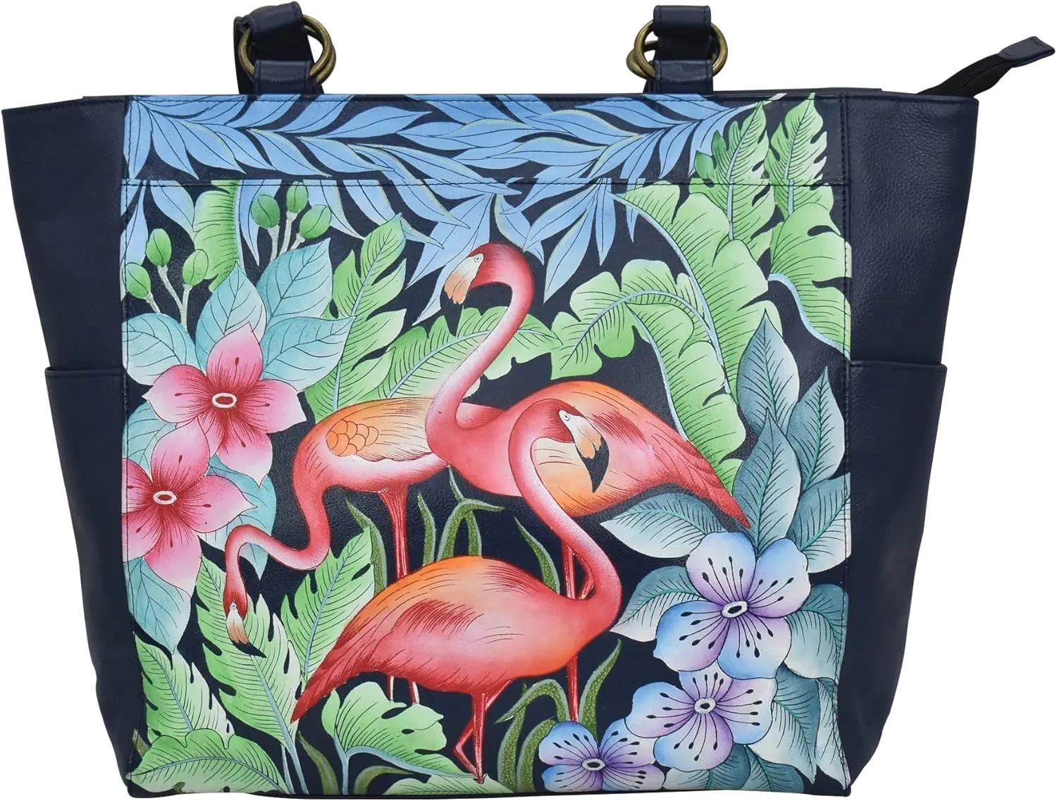 Anna by Anuschka Women's Original Genuine Leather Hand-Painted Large Shoulder Tote - Leather Handbag for Women