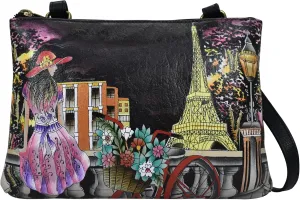 Anna by Anuschka Women's Original Genuine Leather Hand-Painted Leather Small Zip Around Crossbody - Leather Handbag for Women