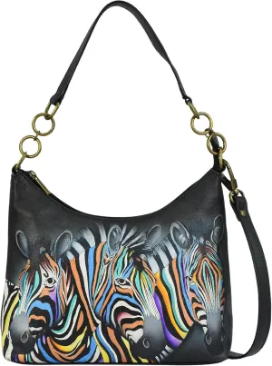 Anna by Anuschka Women's Original Hand-Painted Genuine Leather Hobo Shoulder Bag