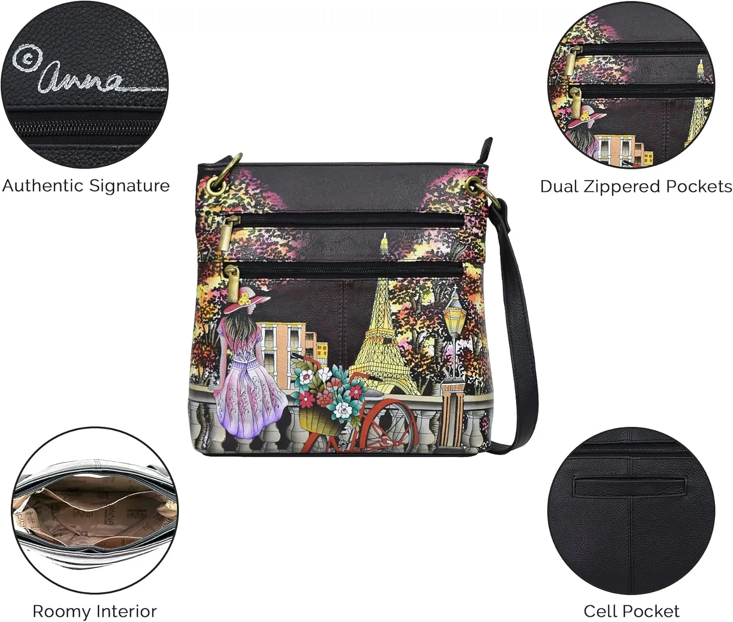 Anna by Anuschka Women’s Original Hand-Painted Leather Medium Shopper Crossbody