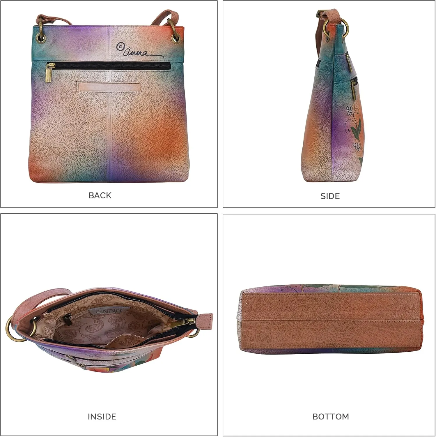 Anna by Anuschka Women’s Original Hand-Painted Leather Medium Shopper Crossbody