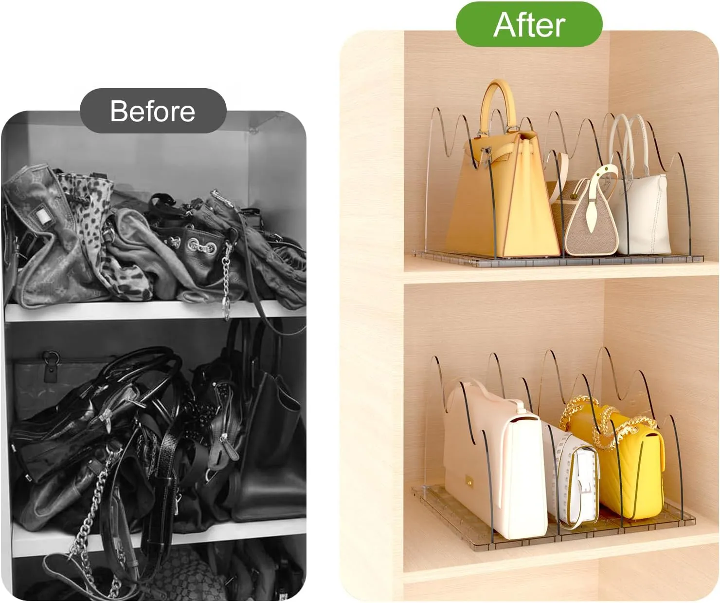 ANTOWIN Purse Organizers for Closet, 8pcs Adjustable Bag Organizer Closet, Handbag Storage Organizer, Closet Purse Organizer, Shelf Divider