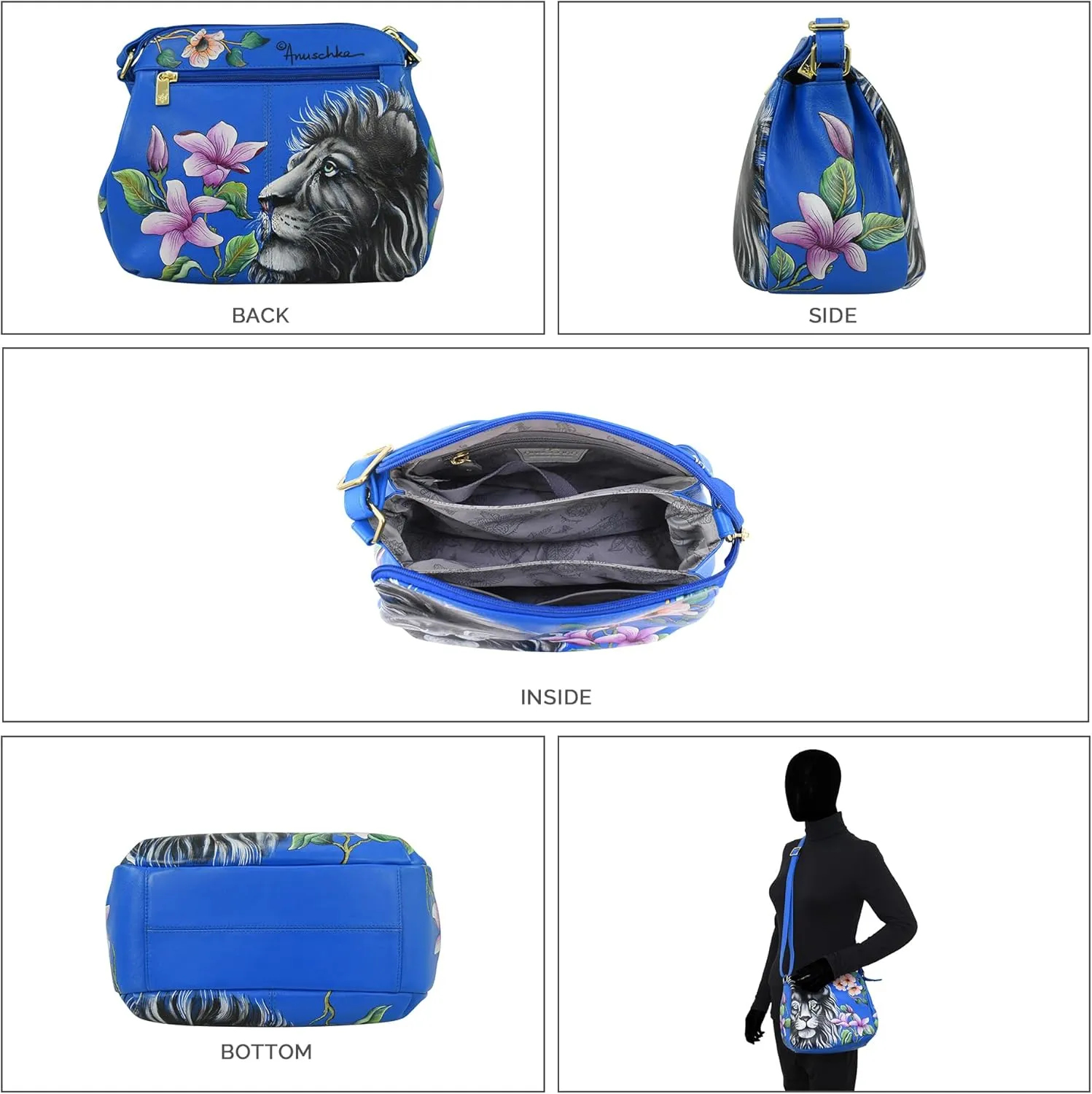 Anuschka Women’s Genuine Leather Convertible Medium Bag - Hand Painted Exterior