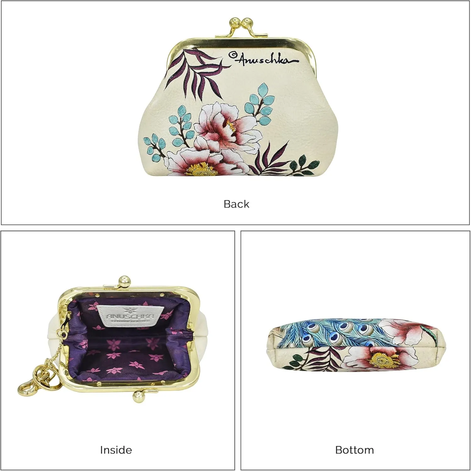 Anuschka Women’s Hand-Painted Genuine Leather Clasp Pouch with Key Fobs