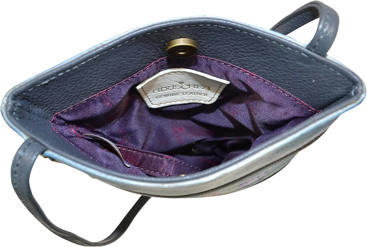 Anuschka Women’s Hand Painted Genuine Leather Mini Double Zip Travel Crossbody - Magnetic Closure, ID Holder & Optical Case