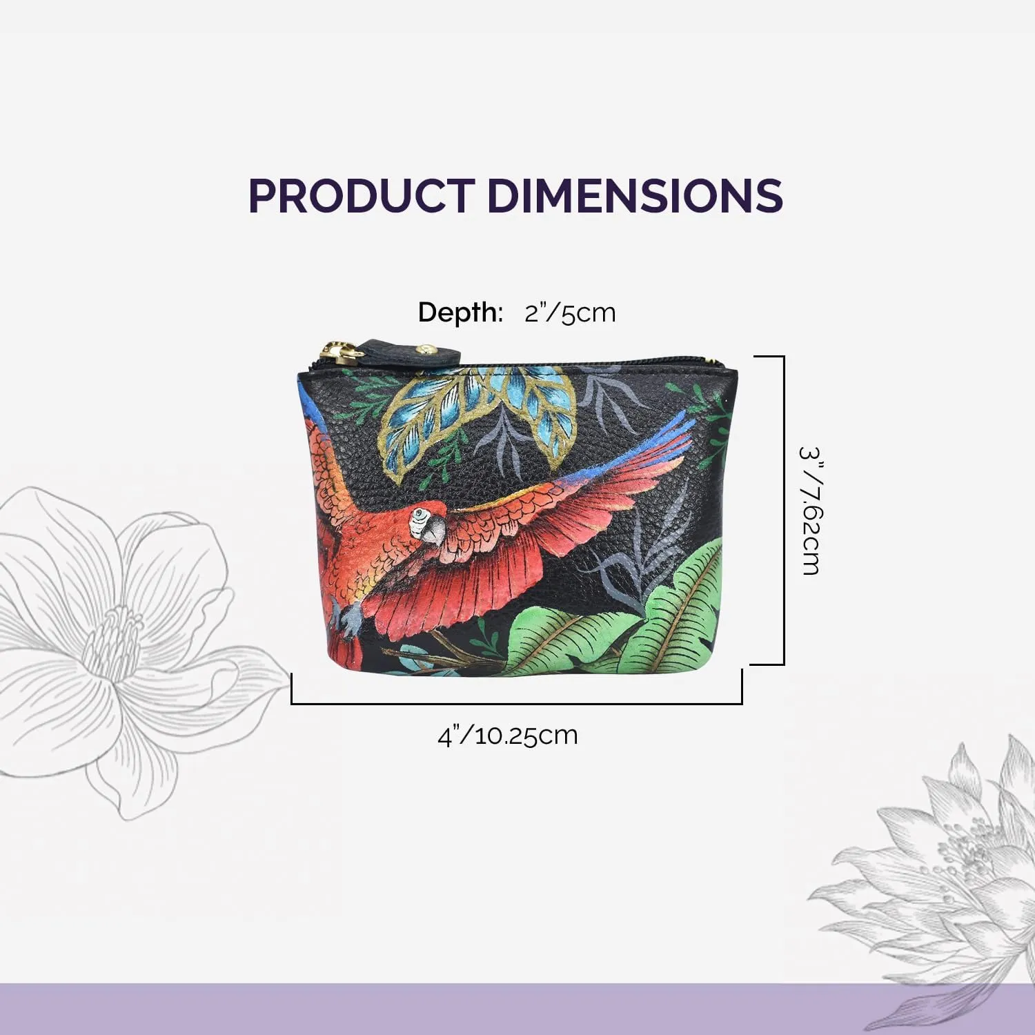 Anuschka Women’s Leather Coin Purse | Genuine Soft Leather | Hand-painted Original Art