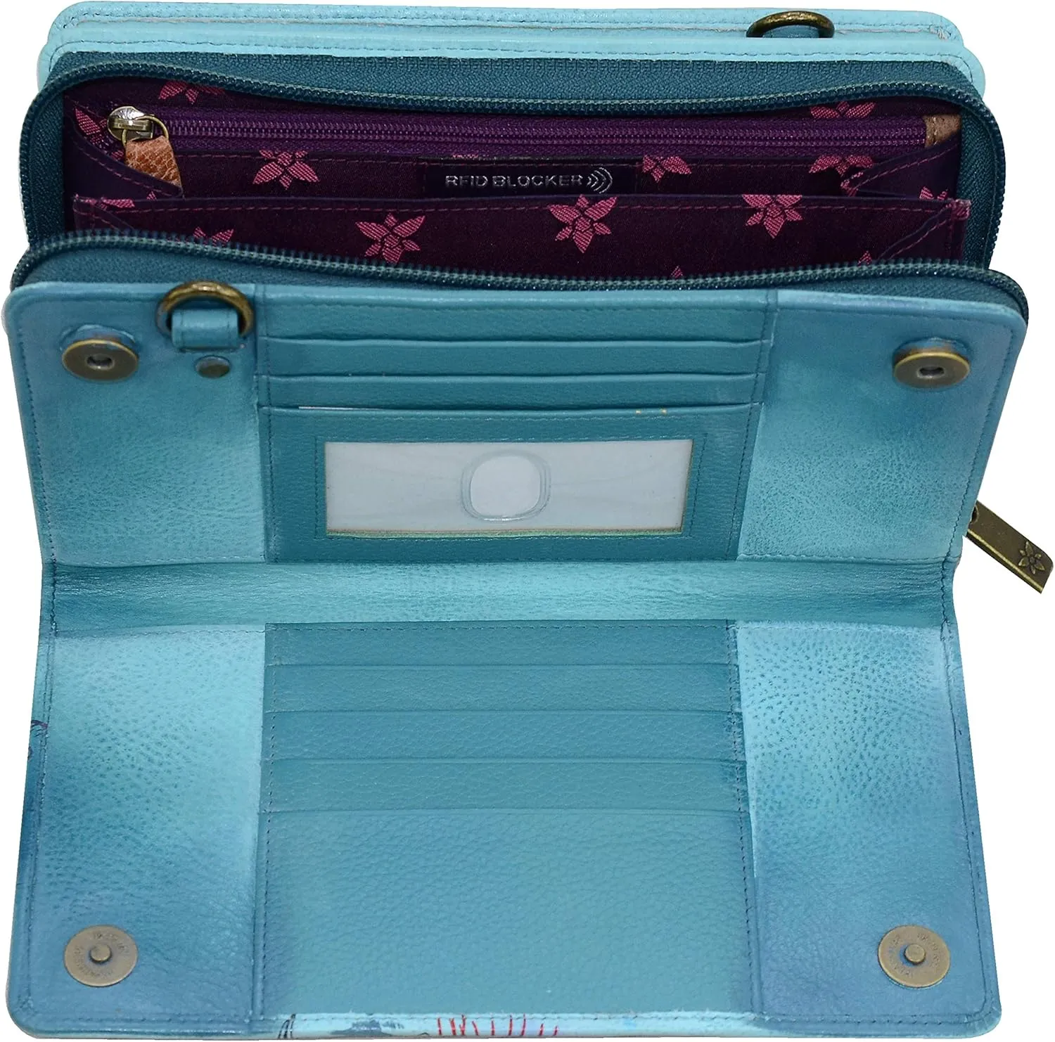 Anuschka Women's Original Hand-Painted Leather RFID Blocking Organizer Wallet