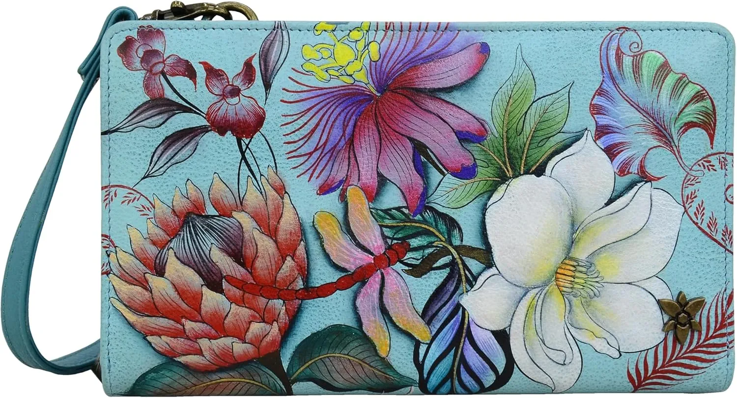 Anuschka Women's Original Hand-Painted Leather RFID Blocking Organizer Wallet