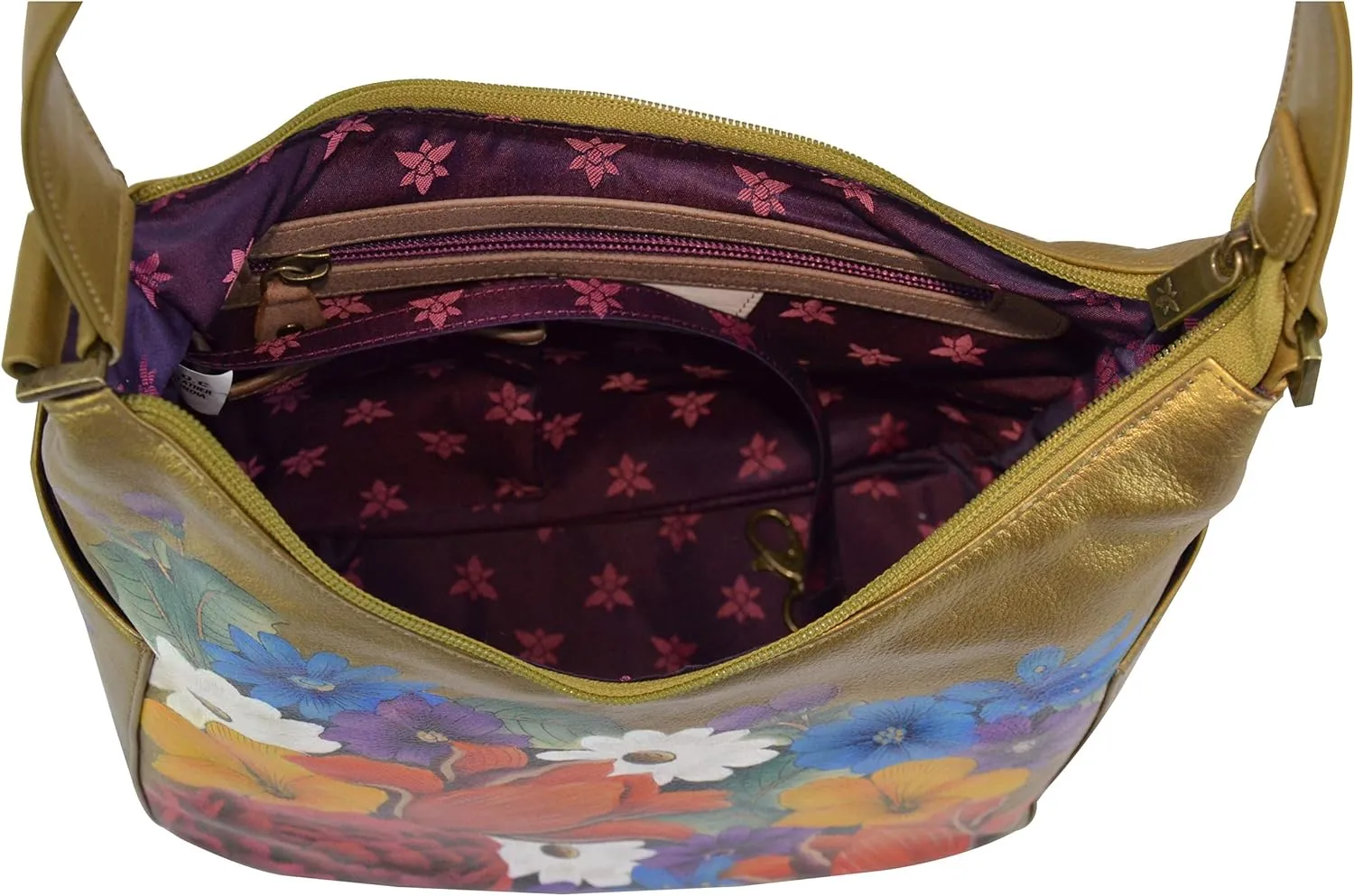 Anuschka Women's Original Hand-Painted Vegetable Tanned Leather Classic Hobo with Side Pockets