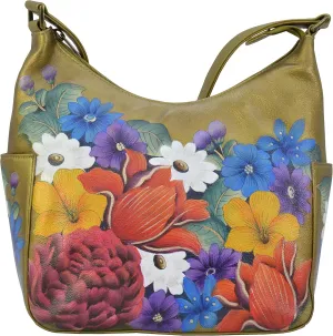 Anuschka Women's Original Hand-Painted Vegetable Tanned Leather Classic Hobo with Side Pockets