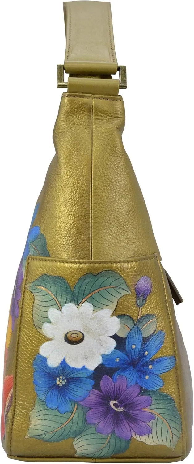 Anuschka Women's Original Hand-Painted Vegetable Tanned Leather Classic Hobo with Side Pockets