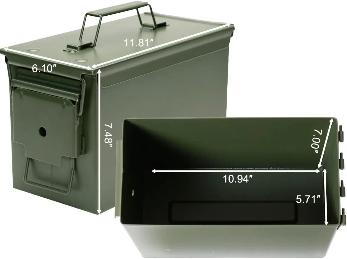 Aolamegs 50 Cal Ammo Can – Locking Hardware Kit and Stainless Steel Padlock，Ammo Box Military & Army M2A1