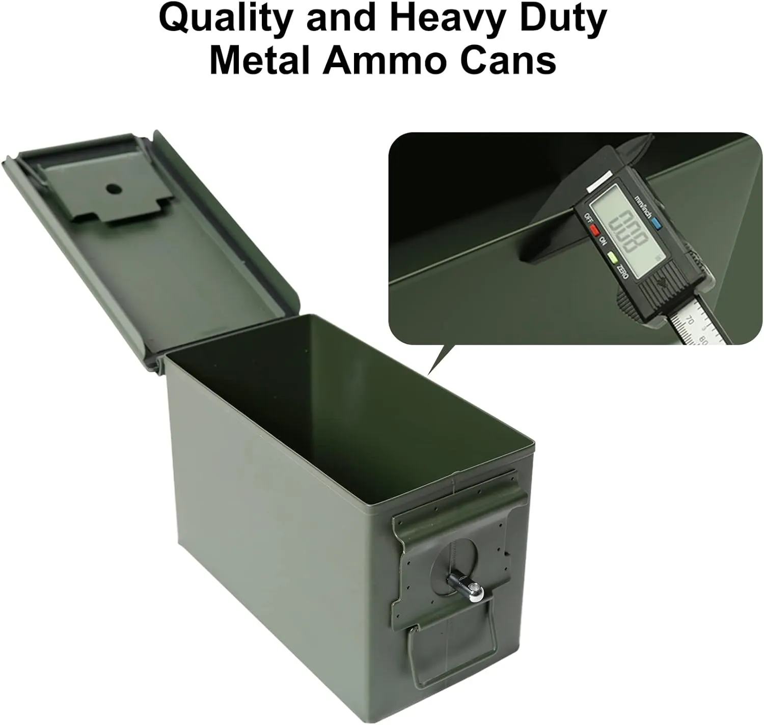 Aolamegs 50 Cal Ammo Can – Locking Hardware Kit and Stainless Steel Padlock，Ammo Box Military & Army M2A1