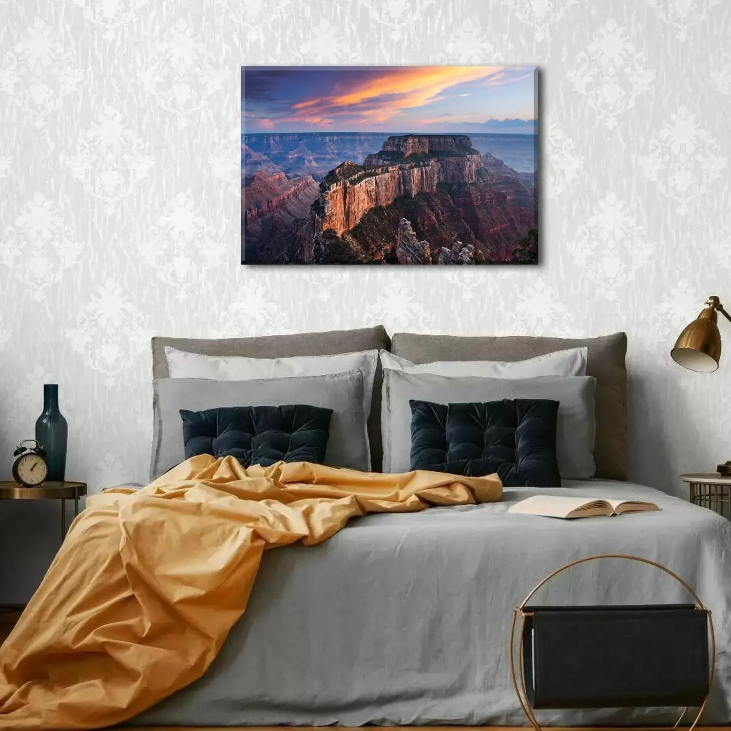 Arizona National Park Canvas Wall Art Sunset Grand Canyon Landscape Wall Decor Nature Sunset Pictures Western USA Scenery Canvas Prints Painting for Living Room Bedroom Office Home Decoration 24x36"